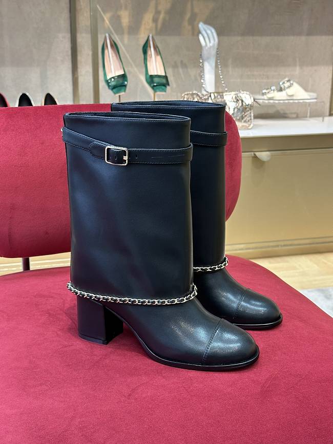 	 Chanel High Boots Suede Calfskin & Lambskin Black G39345 X56709 94301 - 1