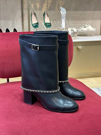 	 Chanel High Boots Suede Calfskin & Lambskin Black G39345 X56709 94301