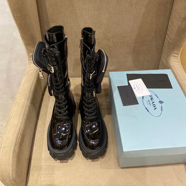Prada Monolith shiny leather boots - 1
