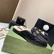 Gucci Double G Matelassé Black Slippers - 1