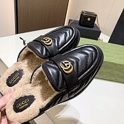 Gucci Double G Matelassé Black Slippers - 6