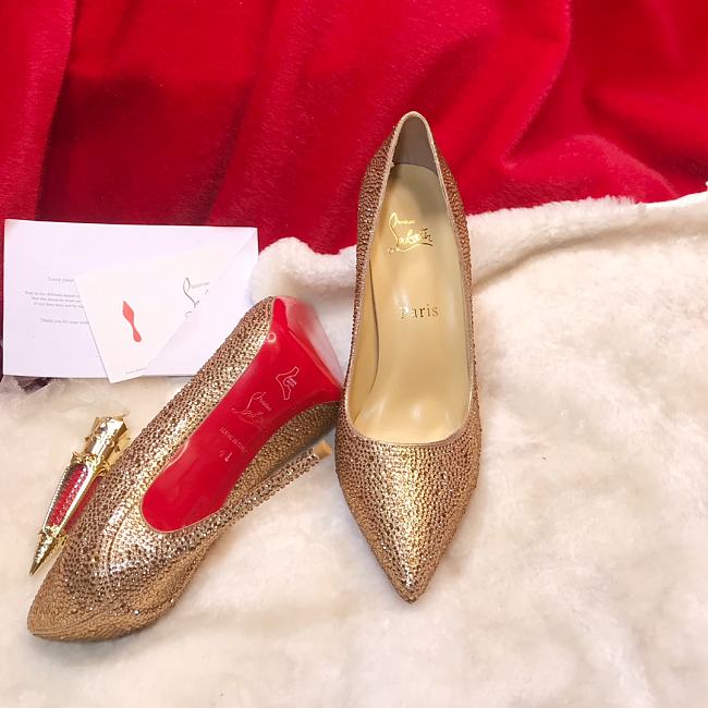Christian Louboutin Beige Strass 120 Crystal Pigalle Follies Pumps - 1