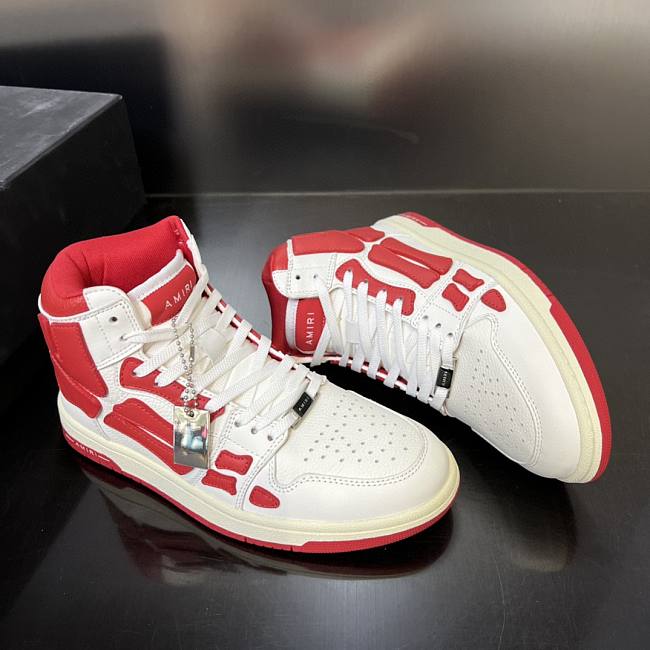 AMIRI Skel Panelled High Top White Red  MFS002-124 - 1