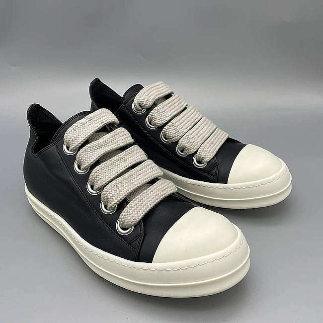 Rick Owens DRKSHDW Low Sneakers Black White Leather - 1