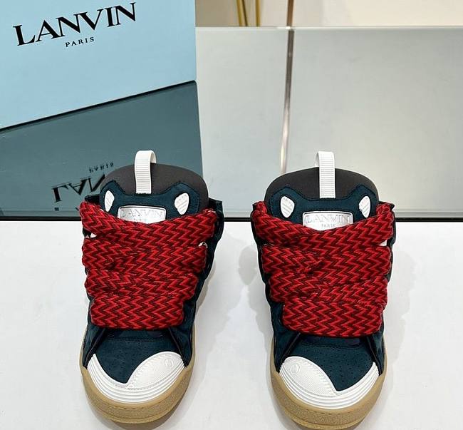 Lanvin Leather Curb Sneakers Dark Blue - 1