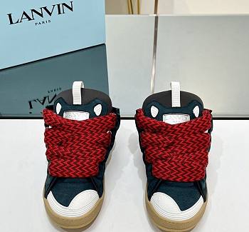 Lanvin Leather Curb Sneakers Dark Blue