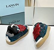 Lanvin Leather Curb Sneakers Dark Blue - 3