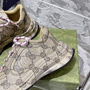 Gucci Run Sneaker Beige And Ebony Leather With GG Water Transfer Print - 4