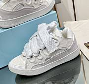 Leather Curb Sneakers Gray White - 5