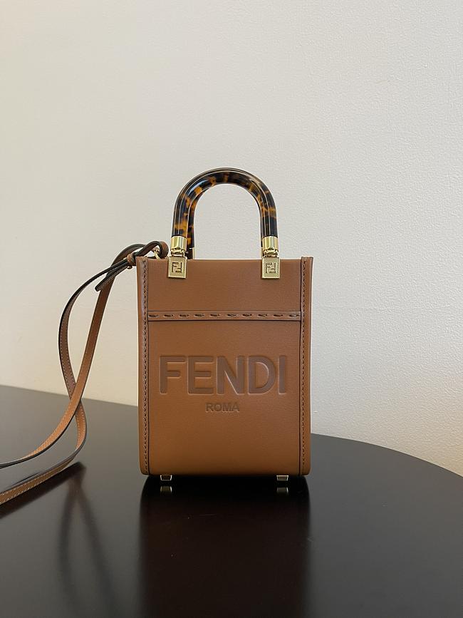 Fendi Mini Sunshine Shopper Brown Leather Mini-Bag - 1