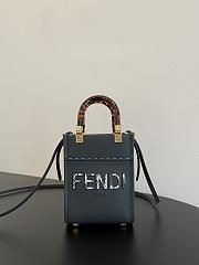 Fendi Mini Sunshine Shopper Dark Blue Leather Mini-Bag - 1