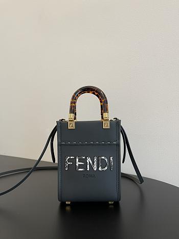 Fendi Mini Sunshine Shopper Dark Blue Leather Mini-Bag