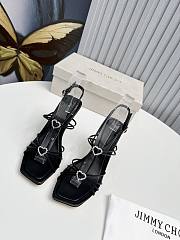 Jimmy Choo Indiya 100 Black  Nappa Leather Sandals with Crystal Hearts - 1