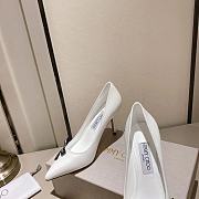 Jimmy Choo Romy 85 Latte Nappa Leather Pumps with Jimmy Choo Bow - 6