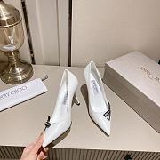 Jimmy Choo Romy 85 Latte Nappa Leather Pumps with Jimmy Choo Bow - 2