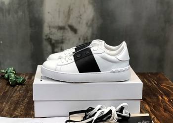 Valentino Open Sneaker In Calfskin Leather WhiteBlack