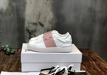 Valentino Open Sneaker In Calfskin Leather WhiteWater Rose