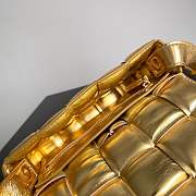 Bottega Veneta Cassette Intrecciato Padded Metallic Leather Shoulder Gold Bag - 6
