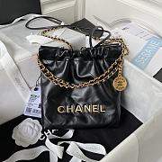 Chanel 22 Mini Handbag Shiny Calfskin & Gold-Tone Metal Black 20 × 19 × 6 Cm AS3980 - 1
