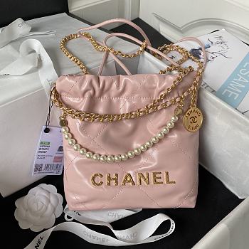 Chanel 22 Mini Handbag Shiny Calfskin & Gold-Tone Metal light Pink 20 × 19 × 6 Cm AS3980