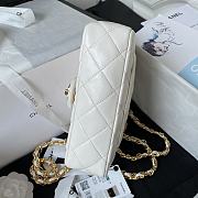 Chanel Small Flap Bag With Top Handle Shiny Lambskin & Gold-Tone Metal White AS4023 - 5