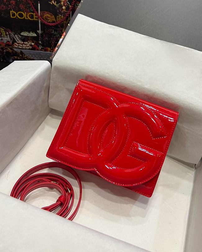 DG Patent Leather Logo Bag Crossbody Red Bag - 1