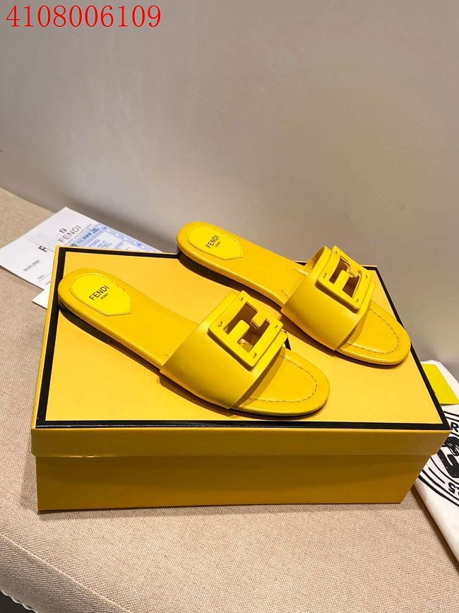 Fendi Women's Yellow Signature Leather Sandals - 1