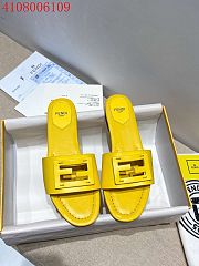 Fendi Women's Yellow Signature Leather Sandals - 6