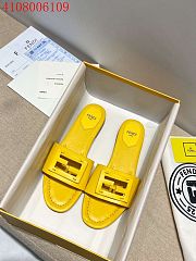 Fendi Women's Yellow Signature Leather Sandals - 5