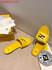 Fendi Women's Yellow Signature Leather Sandals - 4