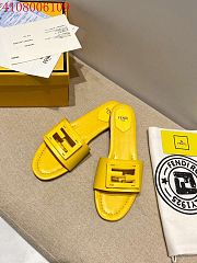 Fendi Women's Yellow Signature Leather Sandals - 3