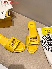 Fendi Women's Yellow Signature Leather Sandals - 2
