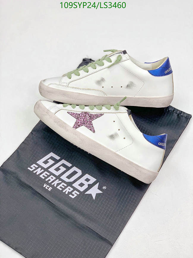 Golden Goose Low-Top Trainers Superstar Calfskin Logo Used Blue Purple White - 1