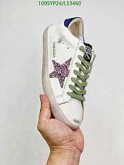 Golden Goose Low-Top Trainers Superstar Calfskin Logo Used Blue Purple White - 2