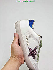 Golden Goose Low-Top Trainers Superstar Calfskin Logo Used Blue Purple White - 5