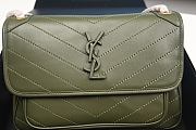 Niki Medium Ysl Monogram Quilted Calf Flap Shoulder Bag In Green - 4