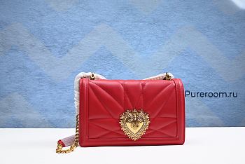 Dolce & Gabbana Women's Devotion Heart Lamb Skin Crossbody Red Bag 26 cm