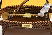 Fendi Peekaboo Mini Light Brown Leather Bag With Matching Threading 27 cm - 3