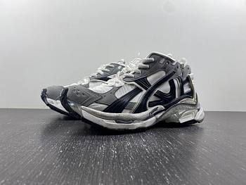 Balenciaga Runner Sneaker In Grey, White And Black Nylon And Suede-Like Fabric