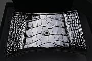 Balenciaga Hourglass Top Handle Bag XS Crocodile Embossed Silver W 19 x H 13 x D 8 cm - 2