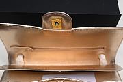 CHANEL Gold Quilted Striated Patent Leather Classic Medium Double Flap Bag 25cm - 6