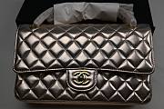 CHANEL Gold Quilted Striated Patent Leather Classic Medium Double Flap Bag 25cm - 5