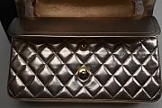 CHANEL Gold Quilted Striated Patent Leather Classic Medium Double Flap Bag 25cm - 4