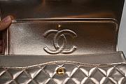 CHANEL Gold Quilted Striated Patent Leather Classic Medium Double Flap Bag 25cm - 3