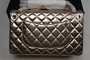 CHANEL Gold Quilted Striated Patent Leather Classic Medium Double Flap Bag 25cm - 2