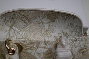 MEDIUM LADY D-LITE BAG In Beige Stripes Embroidery  8H 9.5W 4.5D - 3