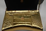 Balenciaga Hourglass Wallet On Chain Crocodile Embossed Gold 19cm - 2