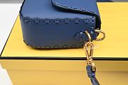 FENDI Baguette Blue Selleria bag with oversize topstitching 27cm - 5