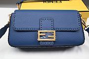 FENDI Baguette Blue Selleria bag with oversize topstitching 27cm - 2