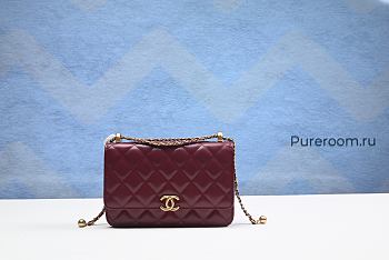 Chanel Quilted Perfect Fit Adjustable Wallet On Chain WOC Burgundy Calfskin Aged Gold Hardware 19cm